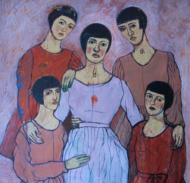 mom and her four daughters up close