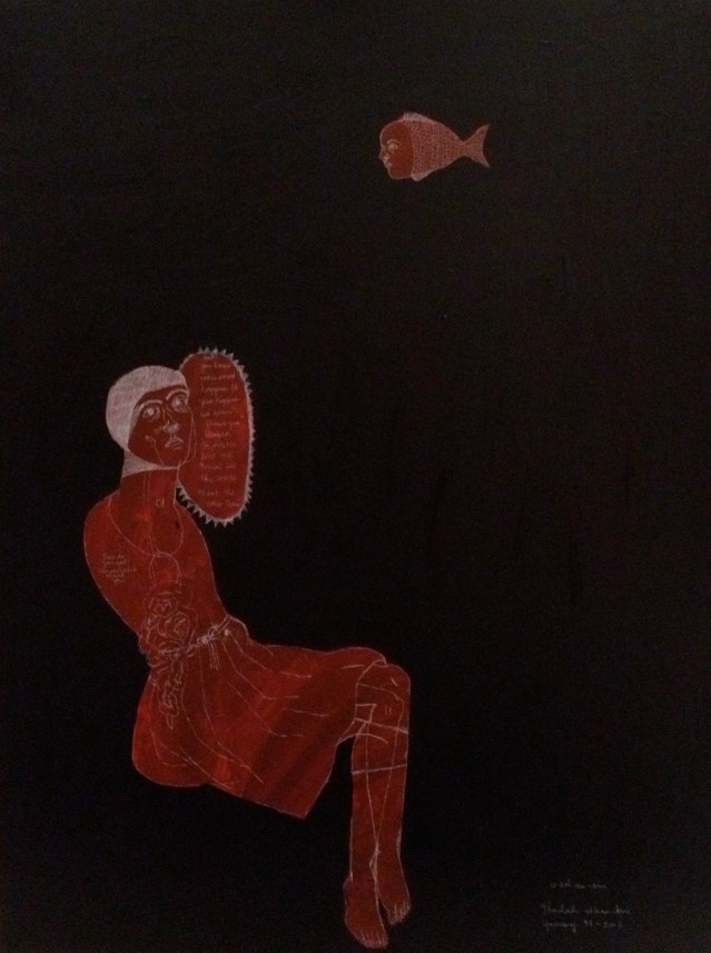 sin, january 31, 2013, carbon and acrylic on canvas, 100 x 120cm