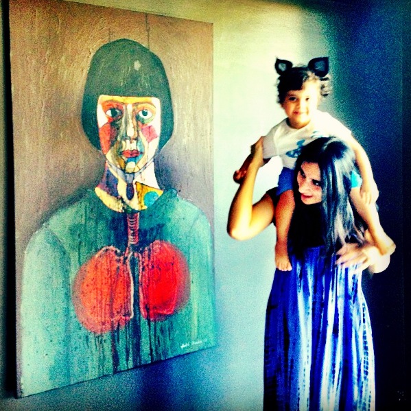 lali and me at noor's. this painting is one my earlier works from 2007. it hangs in her dining room