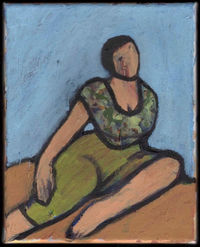 large-bosomed woman in semi-repose, 2013, acrylic on canvas, 20 x 25 cm