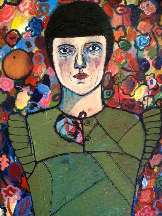 eve and her orange, acrylic on canvas, 30 x 40cm