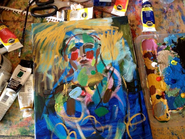 there is a coziness to painting on a small canvas. it's intimate and safe. and i don't have to be standing for prolonged periods of time 