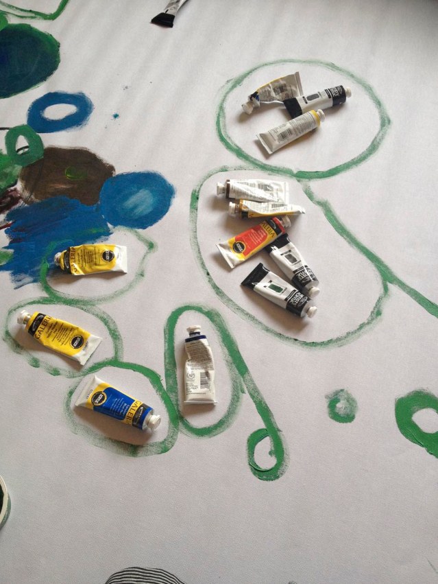 drawing circles around my paints in a rare moment of coherence