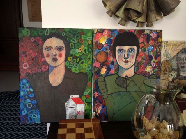 before i gave her an arm. with her sister eve. the one with the orange. the one who is lactose intolerant. because she's trendy like that