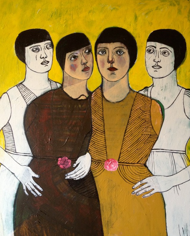 spirits guardians lovers ghosts, 2013, acrylic on canvas, 61 x 76 cm