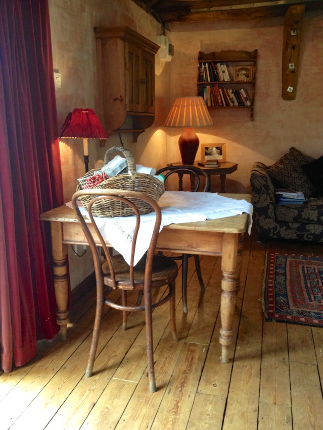 inside i was greeted by the basket of complimentary eggs, cherry tomatoes, milk, butter and a cut of pork from the local butcher's