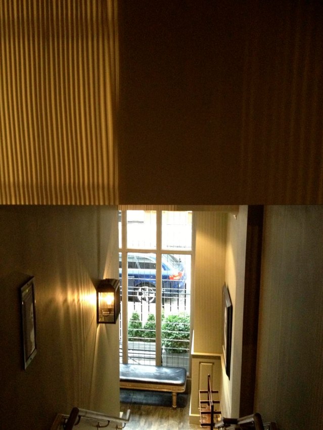 i was on the first floor so took these back stairs down. here i was on my way to the green & stone's art supplier's in chelsea