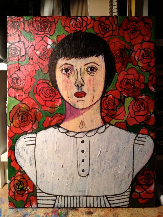 and she's done. rose & the roses, 2013, acrylic on canvas, 35cm x 45cm