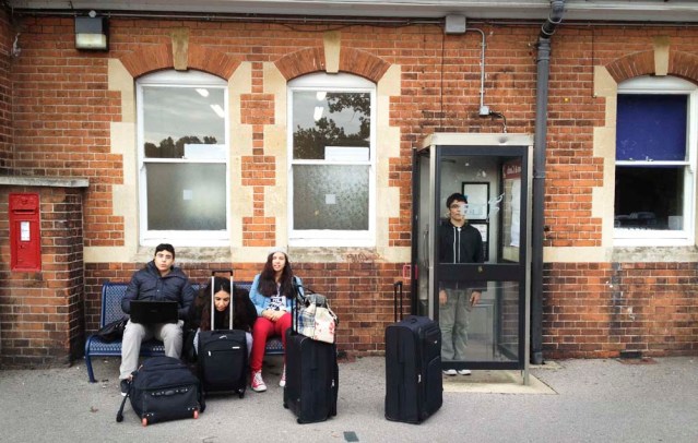 at the station. because there were five of us, we had to do two trips to the cottage. i had to take the first one and (un)funny enough, no one wanted to come with me. i'm serious. i guess aunts are meant to be fun and moms...well, moms cry