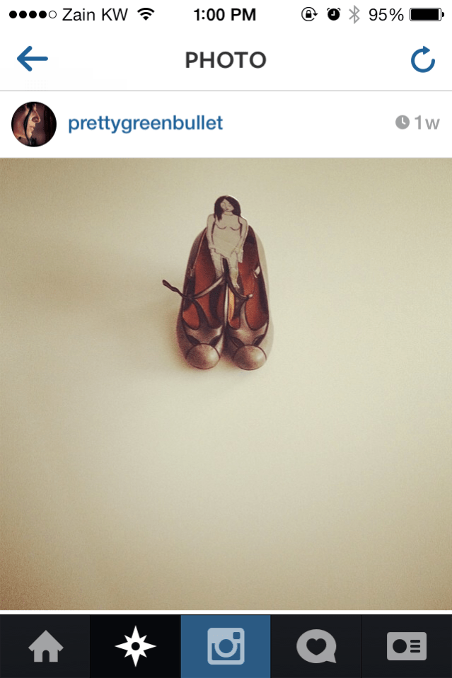 'in my shoes. her sister isn't into footwear though'