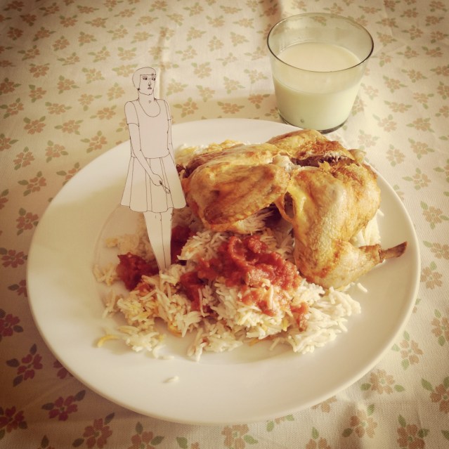 occupy machboos } my grandmother's machboos diyay, a traditional Kuwaiti rice, chicken and tomato sauce dish, was instrumental in bringing about my labor with two of my children. it's also been known to make you drowsy and dumb. we suspect it's the nutmeg. but we don't say a thing