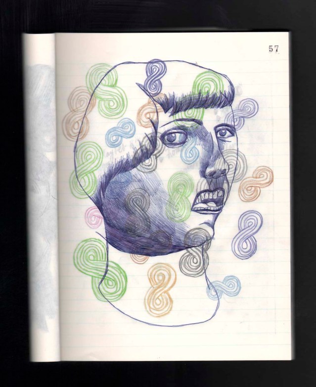 been caught sneezing } the original in color pencil, pencil and ballpoint pen