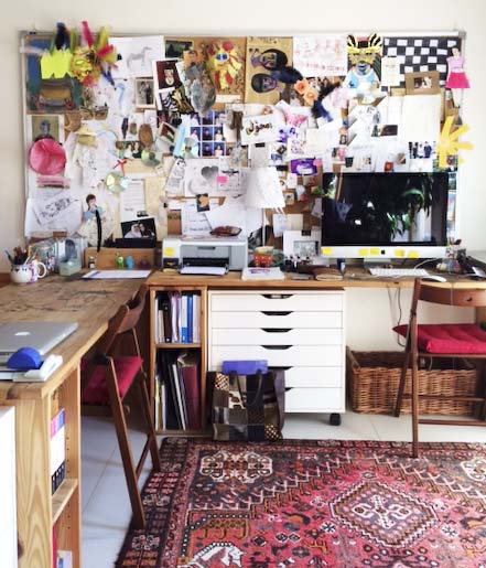 my beloved bulletin board before its desecration. i knew it would be a difficult task to remove the objects from this board but when i began the actual removal process, the 'objects' became birthday cards, notes from friends, special name cards and things that only belonged on the board. they didn't belong in a box or a drawer. they had to be on the board. in an attempt to de-clutter, i was slowly and systematically destroying an object of comfort and security.