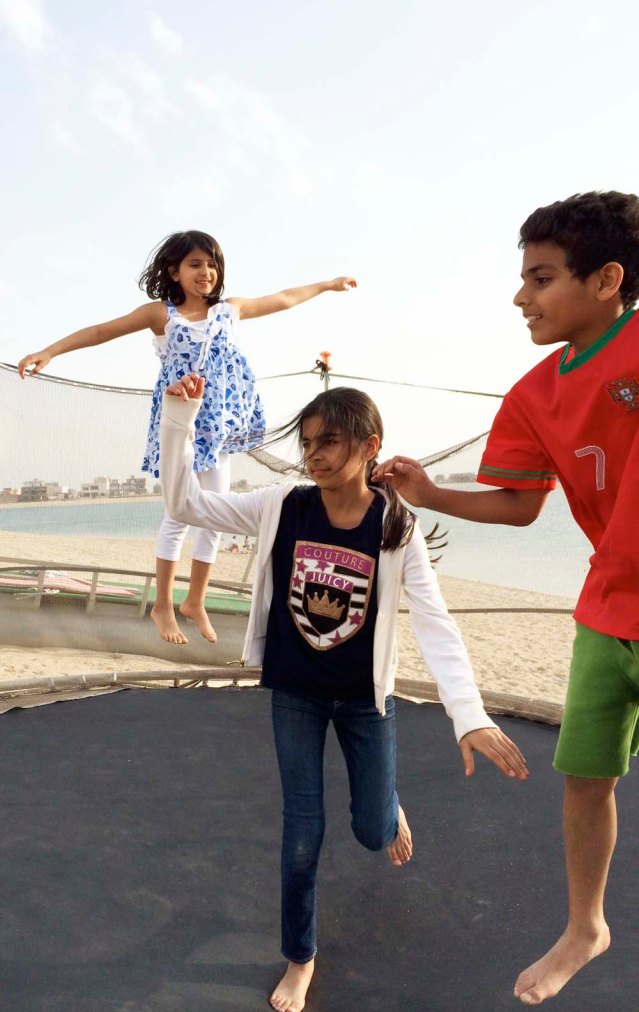 how to get these kids off the trampoline so that my sister and i could play...