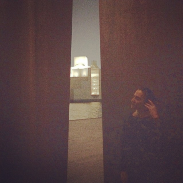 inside richard serra, while the museum looks on outside