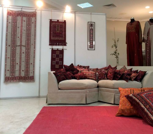 at the exhibition, red