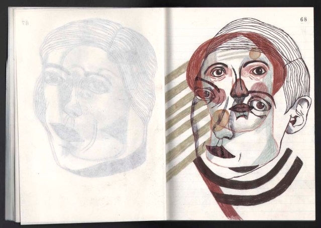 front row } the original in color pencil and ballpoint pen *my favorite of the three by the way