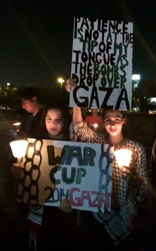 the girls: yasmeen and her friend nadia, who made these placards 