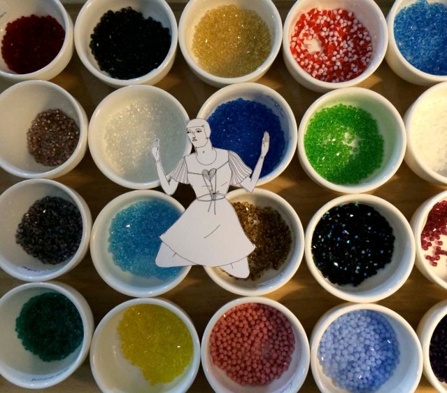 a quick yoga session among the beads. her favorite color is cobalt blue