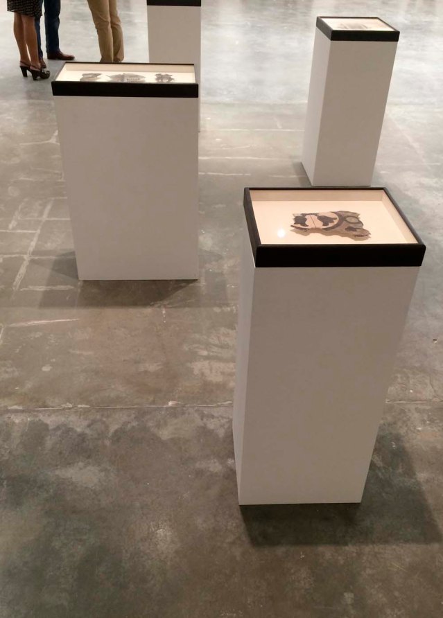 my favorite works at CAP's 'talk love act peace' exhibition were these framed 'relics' by steve sabella