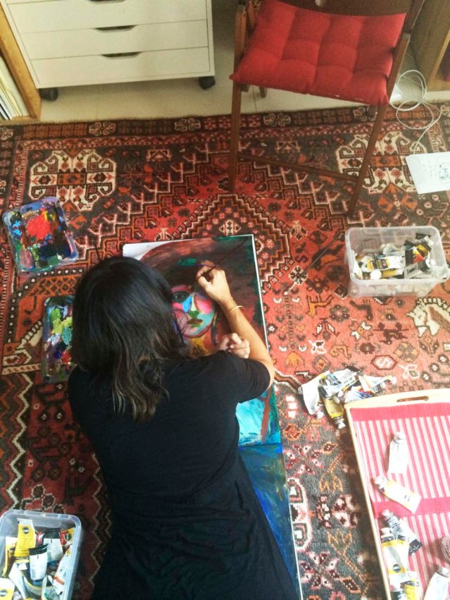 not the most comfortable positions, but i'm adamant to make it work