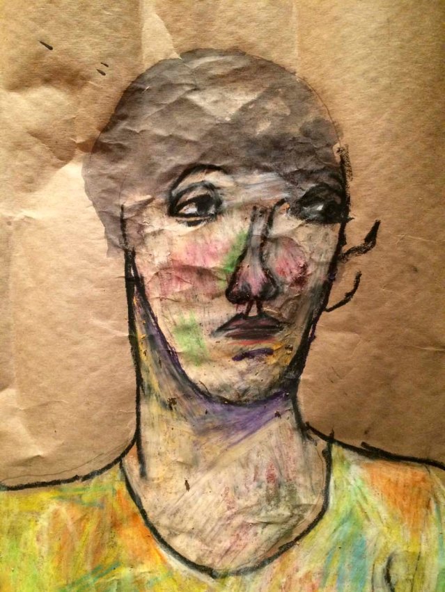 i've always enjoyed the quality of oil pastels. here i used parcel paper i bought from ace