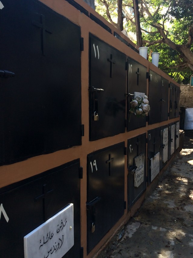 to this day i find it intriguing how bodies can be 'buried' above ground. these are very unusual tombs as the doors are metal and padlocked. maybe not unusual for lebanon
