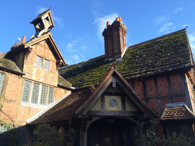 the langshott manor hotel. that little bell is rung whenever there's a wedding on the grounds