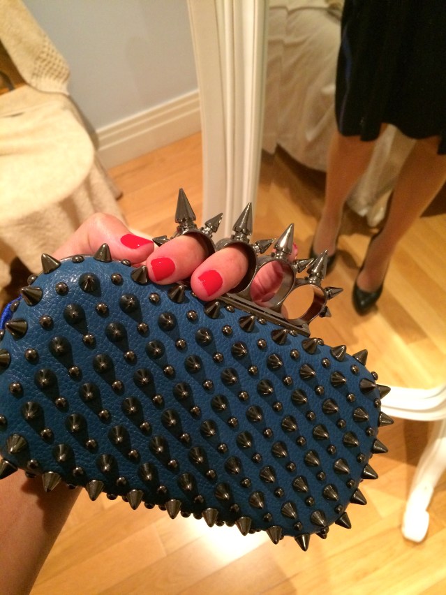 i ended up wearing my 'secretary' opening dress but needed to edge it up a little so borrowed this killer clutch and some bling from nelli