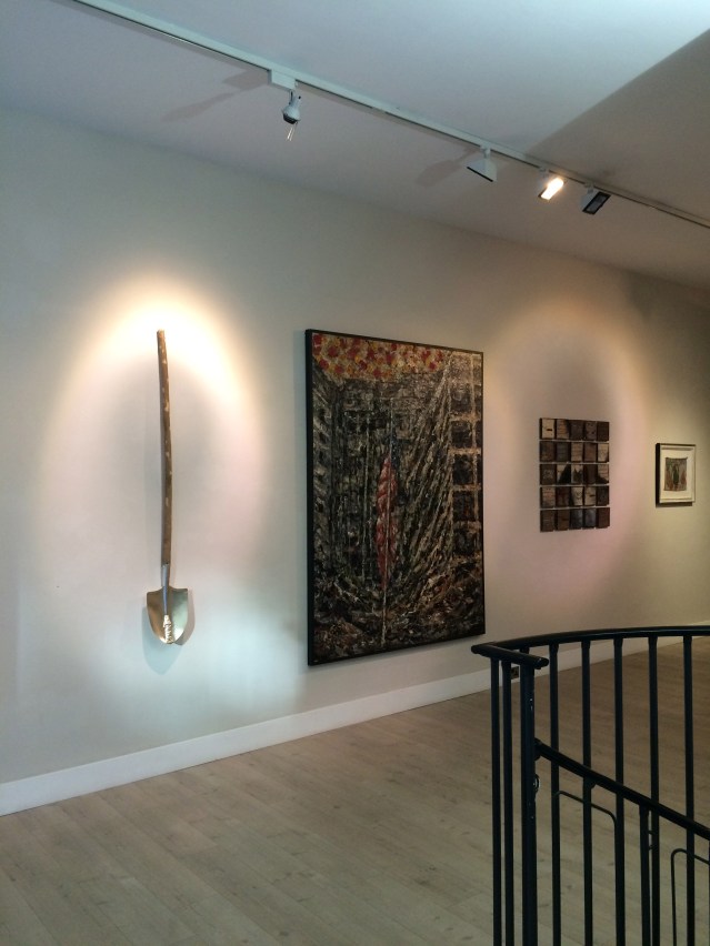 a very elegantly hung exhibition with beautiful, heart-moving pieces. here, works by farhad ahrarnia (the dig, composition no. xii), ayman baalbaki (american embassy), bita ghezelayagh (talismanic fragment) and shiah armajani ('my father had once a pear tree')