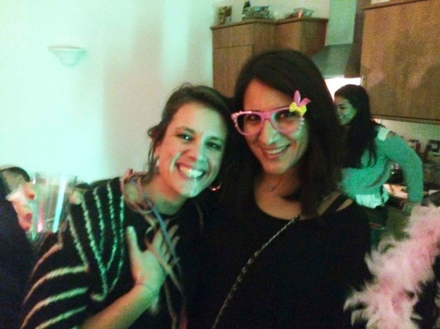 that night, party time. here i am with a spanish woman called maria. george took me to this house-warming party which turned into the 'dutch' party which then turned into the 'musical chairs' party. we left soon after