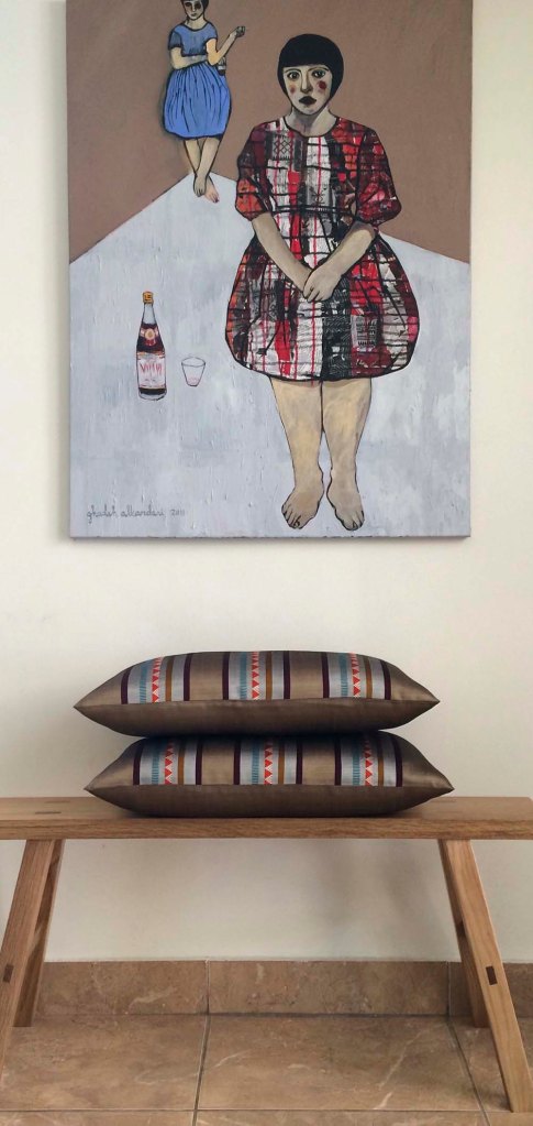 the cushions i ordered from zeri crafts are here! and a painting laila commissioned me to do