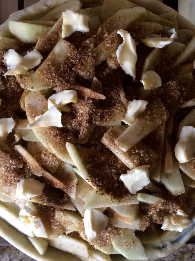 this morning's apple pie. what's underneath