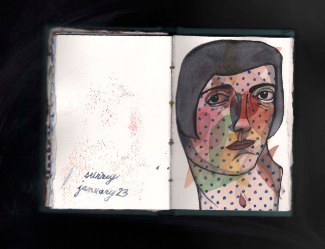 watercolor sketchbook } polka dot face