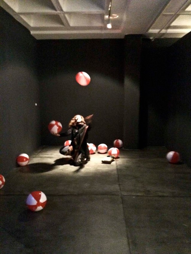 reem plays with beach balls