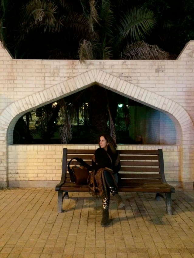 reem freezing but not showing it. oh and thanks for letting me borrow your snuggly scarf, reemy!