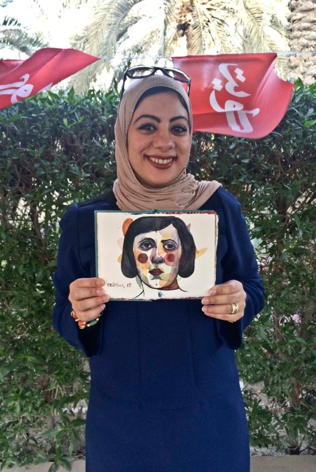 sara smiles and the flags flutter 