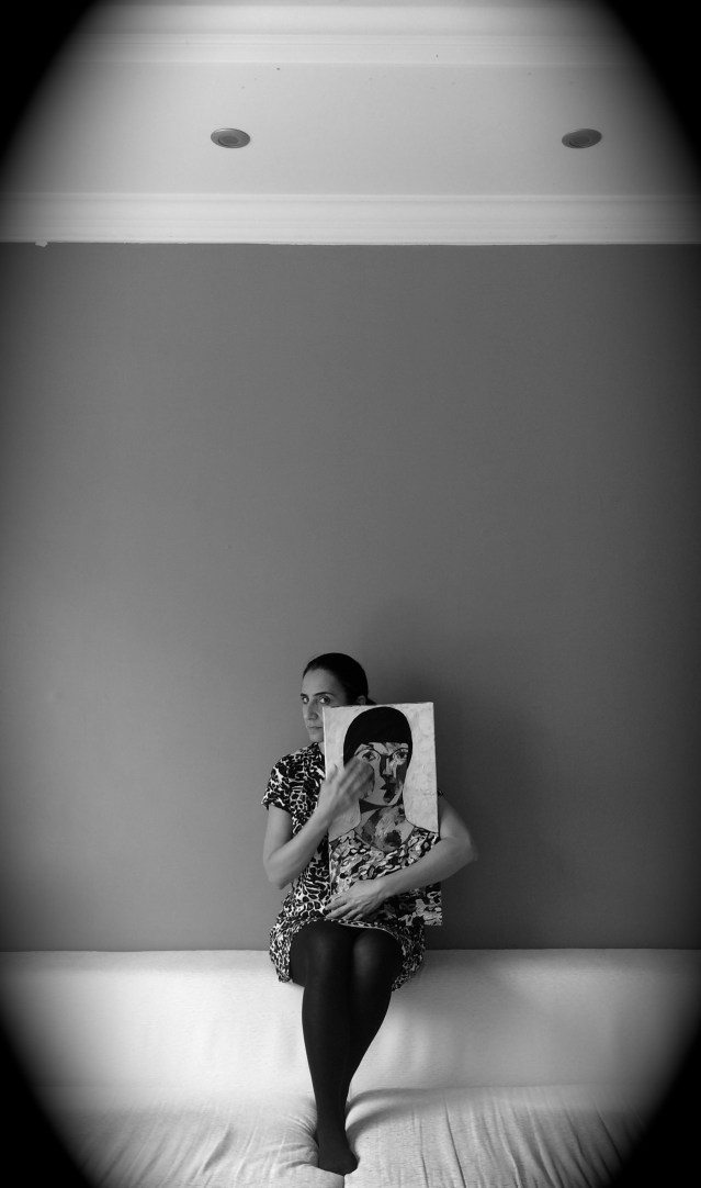 peekaboo. i love interacting with my paintings. but i think you know that already