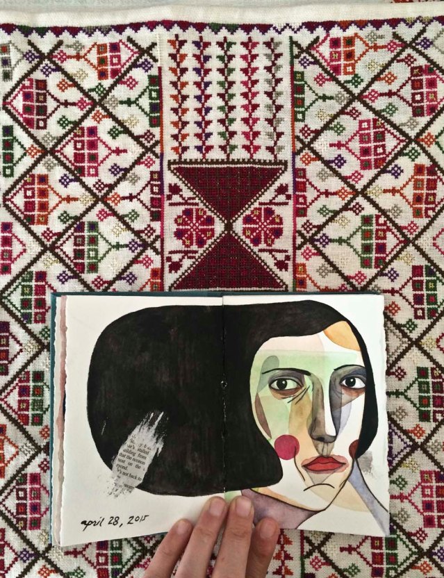 during exhibition lulls i photographed my girls with the beautiful embroideries