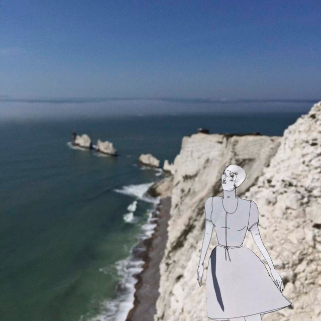 where she finds 'the needles'. there used to be four of these chalk stacks, but ironically it was the one that got destroyed in a storm in 1764 which resembled a needle