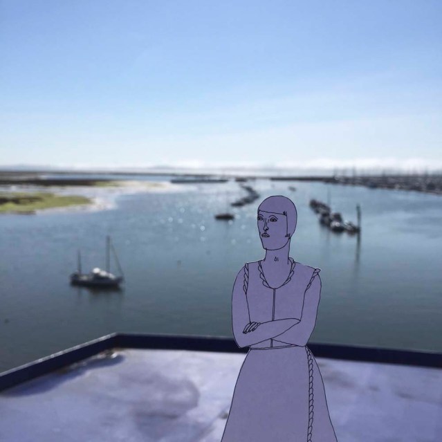 she thinks long and hard during the trip. then it hit her. she has to do something worth having taken the ferry there for