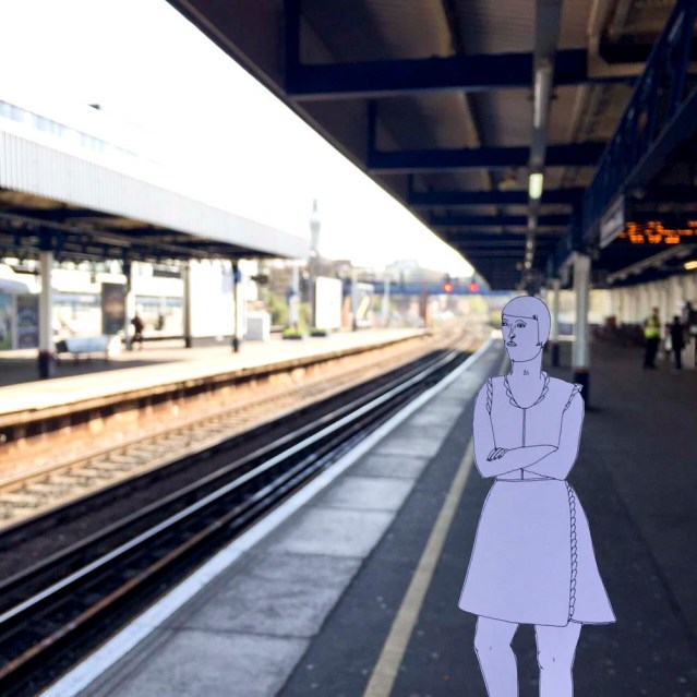 eve is waiting at southampton central for her train. she's bored