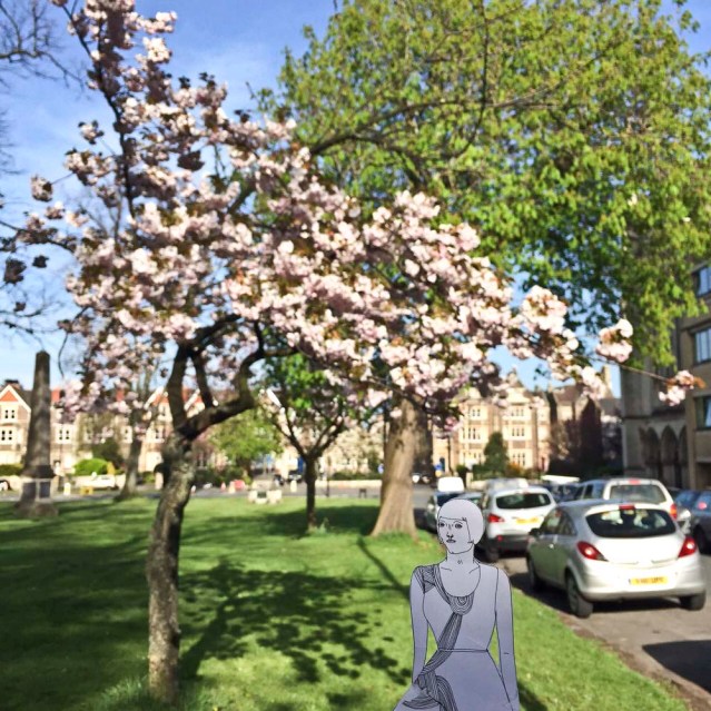 she loves the cherry blossoms
