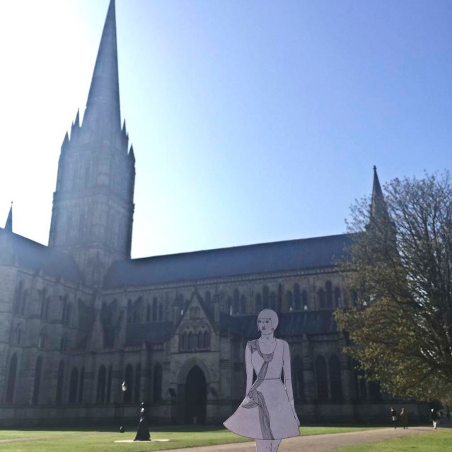 she visits the cathedral, which houses one of four remaining copies of the magna carta. she feels so lucky to be so close. but alas she's in a hurry