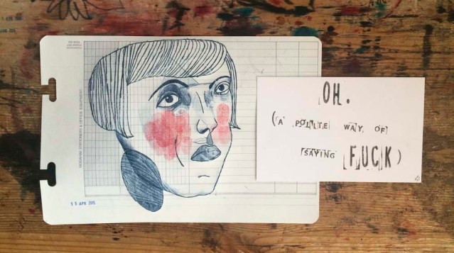 oh. stamped postcard by linda fennigbauer