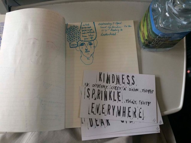 sprinkle away. on the train to surrey, early in the morning