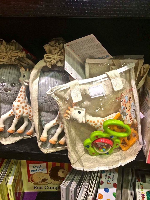 later i take the girls to nearby dorking for some groceries and 'window shopping' these sophie-the-giraffes remind me of baby khaldoun!