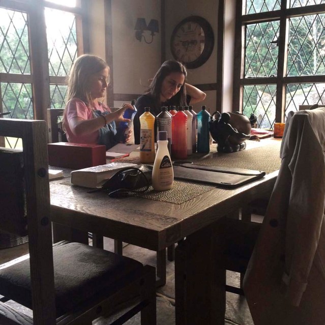 we wind down by painting in the kitchen