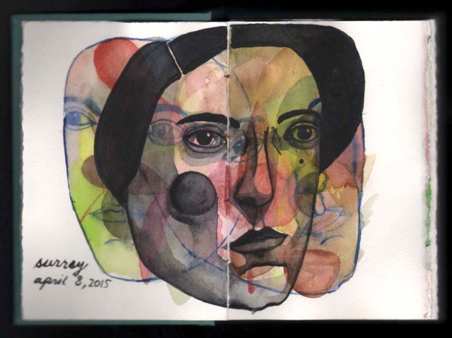 watercolor sketchbook } three-faced hussy