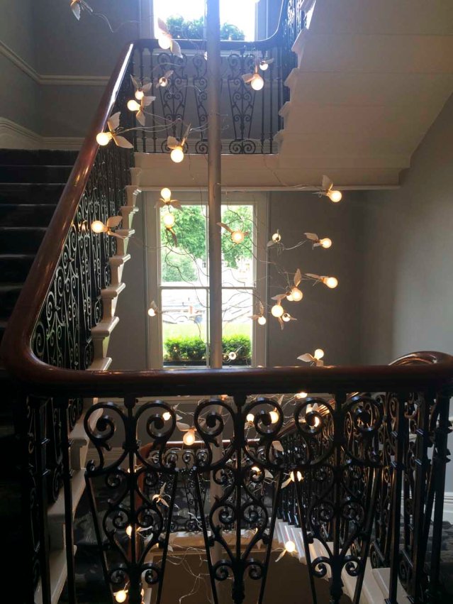 june 24 } for all the firemen out there: this twinkle light pole.  i didn't stay long in my room as i had to run back out to visit the dennis severs house in spitalfields. after that i went over to anna dora's for a good session of girlfriend catch-up